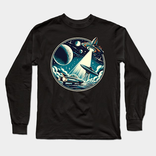 Alien Encounter at the Edge of Tomorrow: 1950s First Contact Long Sleeve T-Shirt by Graphic Wonders Emporium